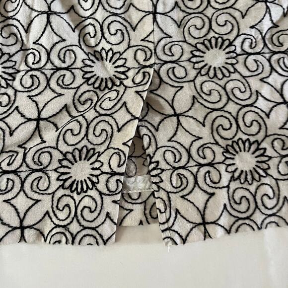 Vtg Y2K 2000s Cream Embroidered Linen Mini Skirt Plus Size 20W - Picture 3 of 8